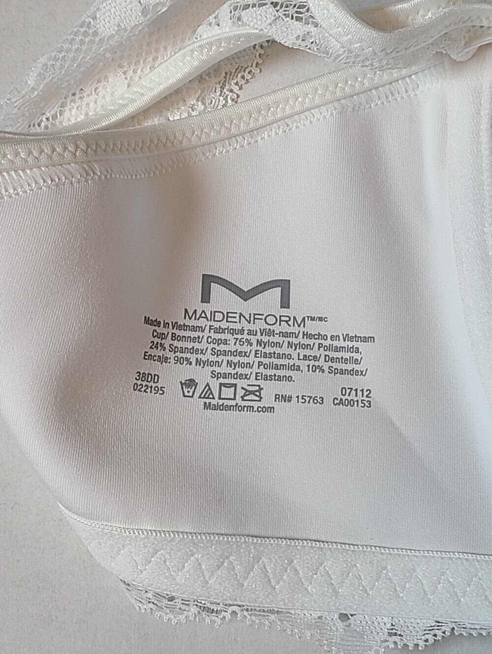 Maidenform Front-Close Racerback Bra Smoothing Back & Sides White 38DD - Picture 12 of 12